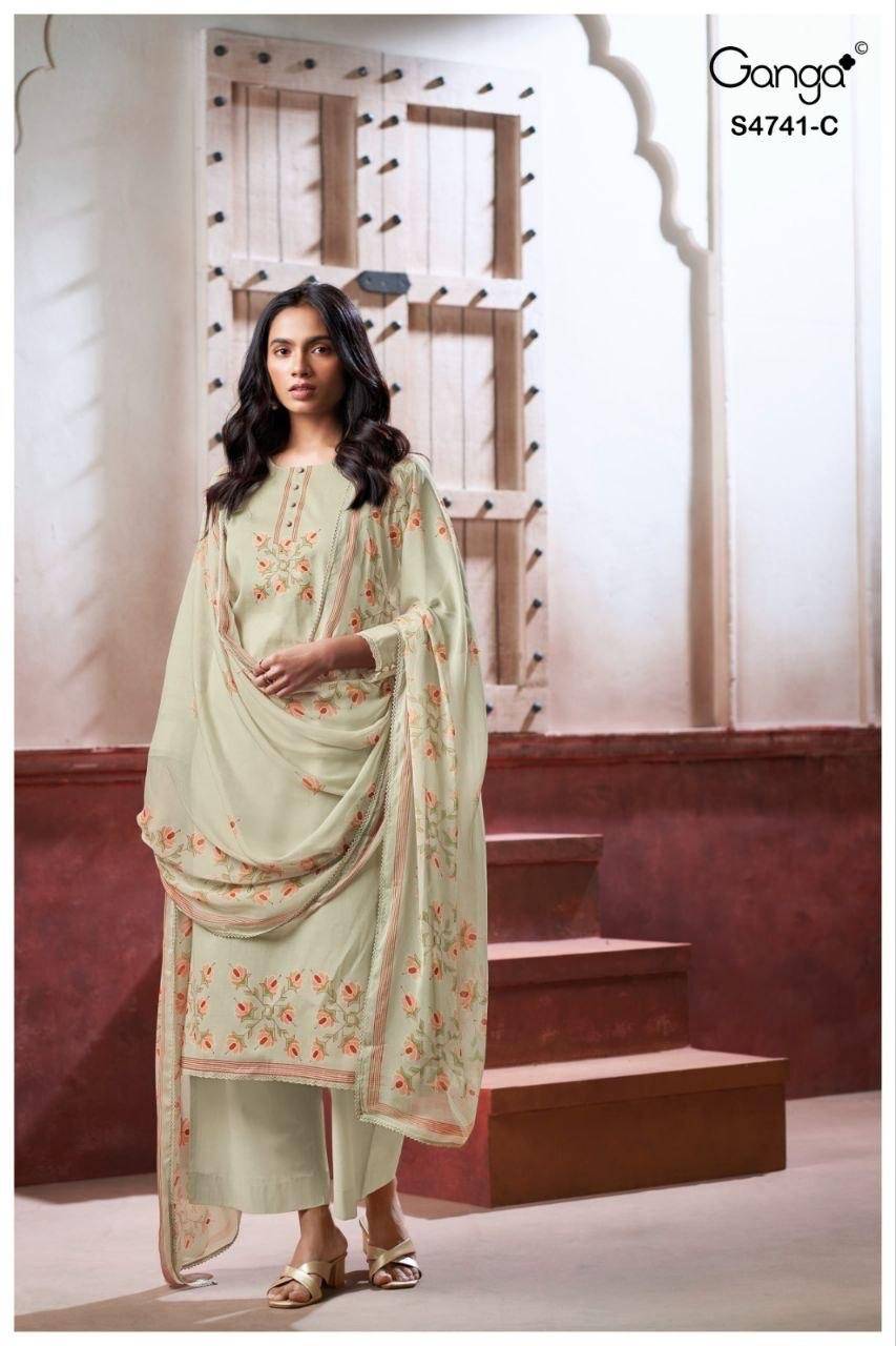 AANSHI 4741 Series By Ganga Fashion Stylish Beautiful Colourful PURE ORGANDY MUL Dresses At Wholesale Price